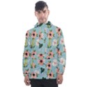 Flower White Blue Pattern Floral Men s Front Pocket Pullover Windbreaker View1