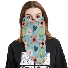 Flower White Blue Pattern Floral Face Covering Bandana (triangle)