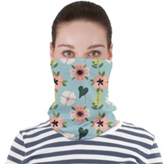 Flower White Blue Pattern Floral Face Seamless Bandana (adult) by Mariart