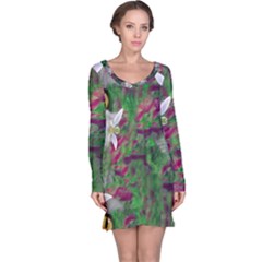 Illustrations Color Cat Flower Abstract Textures Long Sleeve Nightdress