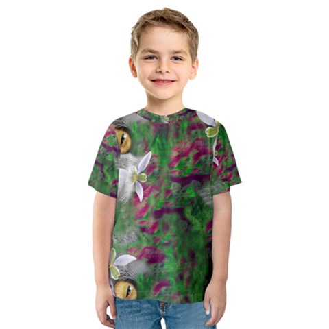 Illustrations Color Cat Flower Abstract Textures Kids  Sport Mesh Tee by Alisyart