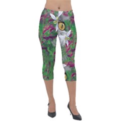 Illustrations Color Cat Flower Abstract Textures Lightweight Velour Capri Leggings 