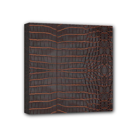 Chestnut Nile Crocodile Skin Mini Canvas 4  X 4  (stretched) by LoolyElzayat