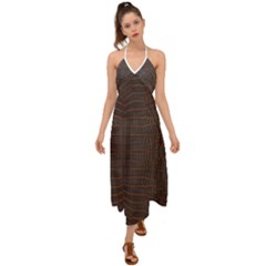 Chestnut Nile Crocodile Skin Halter Tie Back Dress  by LoolyElzayat