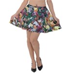 Scattered leaves Velvet Skater Skirt