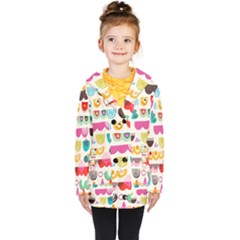 Scandinavian Folk Art Wave Craze Kids  Double Breasted Button Coat