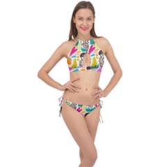 Scandinavian Folk Art Random Fandom Cross Front Halter Bikini Set by andStretch