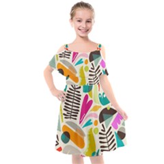 Scandinavian Folk Art Random Fandom Kids  Cut Out Shoulders Chiffon Dress