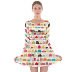 Scandinavian Folk Art Rainbow Road Long Sleeve Skater Dress