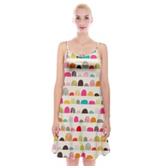 Scandinavian Folk Art Rainbow Road Spaghetti Strap Velvet Dress