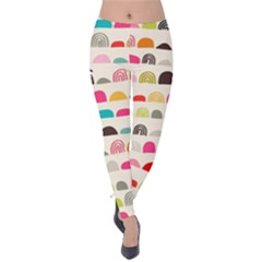 Scandinavian Folk Art Rainbow Road Velvet Leggings