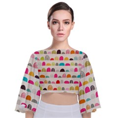 Scandinavian Folk Art Rainbow Road Tie Back Butterfly Sleeve Chiffon Top by andStretch