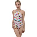 Scandinavian Folk Art Rainbow Road Go with the Flow One Piece Swimsuit View1