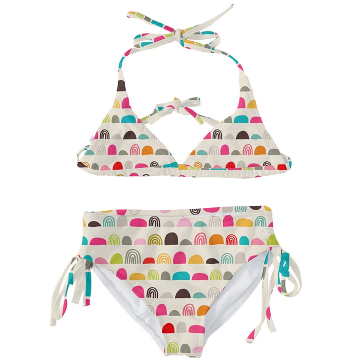 Scandinavian Folk Art Rainbow Road Kids  Classic Bikini Set