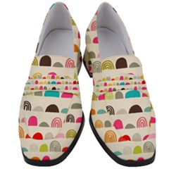 Scandinavian Folk Art Rainbow Road Women s Chunky Heel Loafers