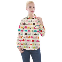 Scandinavian Folk Art Rainbow Road Women s Long Sleeve Pocket Shirt
