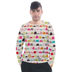 Scandinavian Folk Art Rainbow Road Men s Long Sleeve Raglan Tee