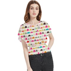 Scandinavian Folk Art Rainbow Road Butterfly Chiffon Blouse