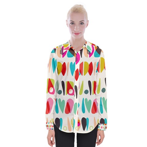 Scandinavian Folk Art Halfsies Womens Long Sleeve Shirt by andStretch