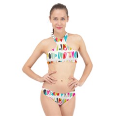 Scandinavian Folk Art Halfsies High Neck Bikini Set by andStretch