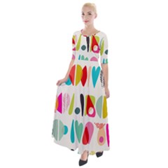 Scandinavian Folk Art Halfsies Half Sleeves Maxi Dress