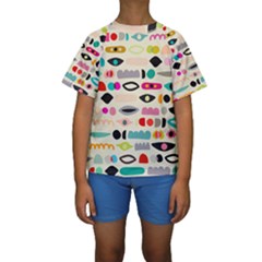 Scandinavian Folk Art Eye Spy Kids  Short Sleeve Swimwear