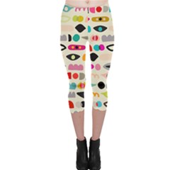 Scandinavian Folk Art Eye Spy Capri Leggings  by andStretch