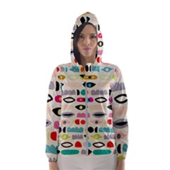 Scandinavian Folk Art Eye Spy Women s Hooded Windbreaker by andStretch