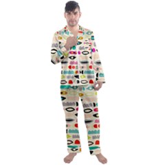 Scandinavian Folk Art Eye Spy Men s Long Sleeve Satin Pyjamas Set by andStretch