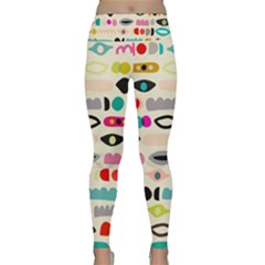 Scandinavian Folk Art Eye Spy Lightweight Velour Classic Yoga Leggings