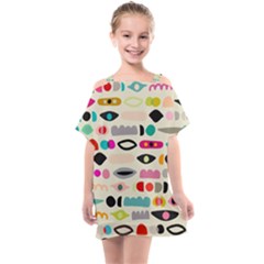 Scandinavian Folk Art Eye Spy Kids  One Piece Chiffon Dress