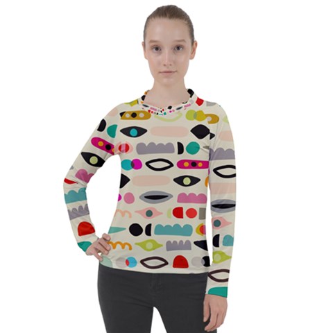 Scandinavian Folk Art Eye Spy Women s Pique Long Sleeve Tee by andStretch