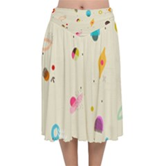 Dots, Spots, And Whatnot Velvet Flared Midi Skirt by andStretch