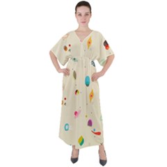 Dots, Spots, And Whatnot V-neck Boho Style Maxi Dress by andStretch