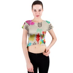 Scandinavian Foliage Fun Crew Neck Crop Top by andStretch