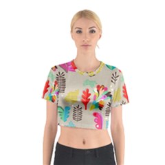 Scandinavian Foliage Fun Cotton Crop Top by andStretch