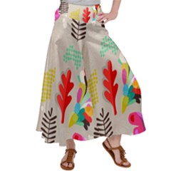 Scandinavian Foliage Fun Satin Palazzo Pants