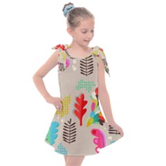 Scandinavian Foliage Fun Kids  Tie Up Tunic Dress by andStretch