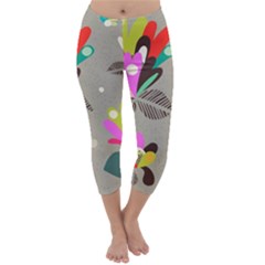 Scandinavian Flower Shower Capri Winter Leggings  by andStretch