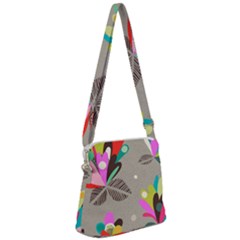 Scandinavian Flower Shower Zipper Messenger Bag