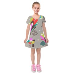 Scandinavian Flower Shower Kids  Short Sleeve Velvet Dress by andStretch