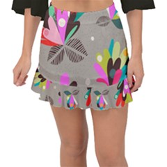Scandinavian Flower Shower Fishtail Mini Chiffon Skirt