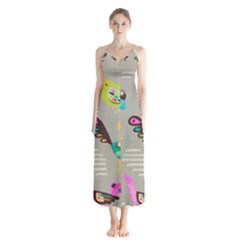 Scandinavian Birds Feather Weather Button Up Chiffon Maxi Dress by andStretch