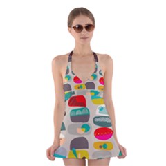 Scandinavian Balancing Act Halter Dress Swimsuit 