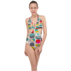 Scandinavian Balancing Act Halter Front Plunge Swimsuit by andStretch