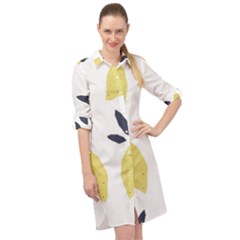 Laser Lemons Long Sleeve Mini Shirt Dress by andStretch