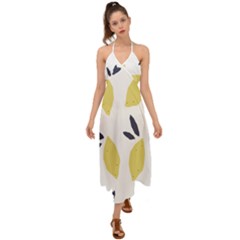 Laser Lemons Halter Tie Back Dress  by andStretch