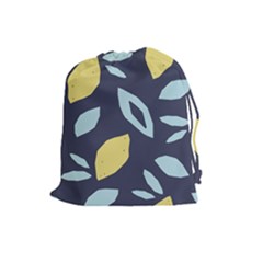 Laser Lemon Navy Drawstring Pouch (large) by andStretch