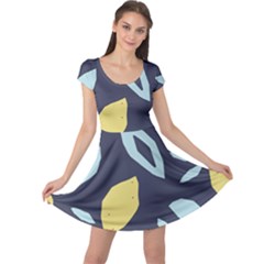 Laser Lemon Navy Cap Sleeve Dress by andStretch