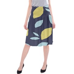 Laser Lemon Navy Midi Beach Skirt by andStretch